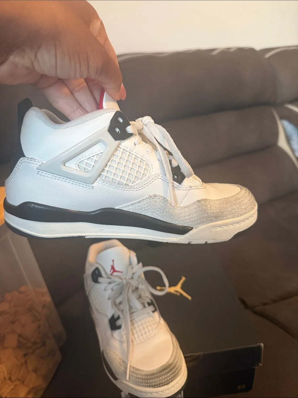 Jordan 4 retro Kids White, Grey & Red Retro Sneakers